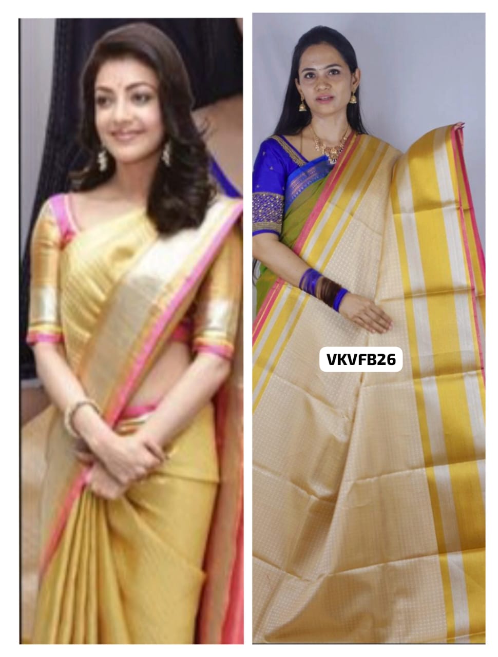 Kajal Aggarwal inspired katan semi soft silk sareeš