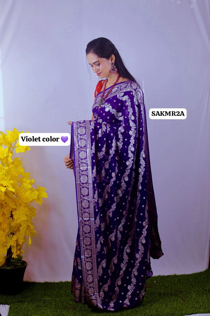 Viscose georgette saree with contrast blouse and Pallu prebook🥳