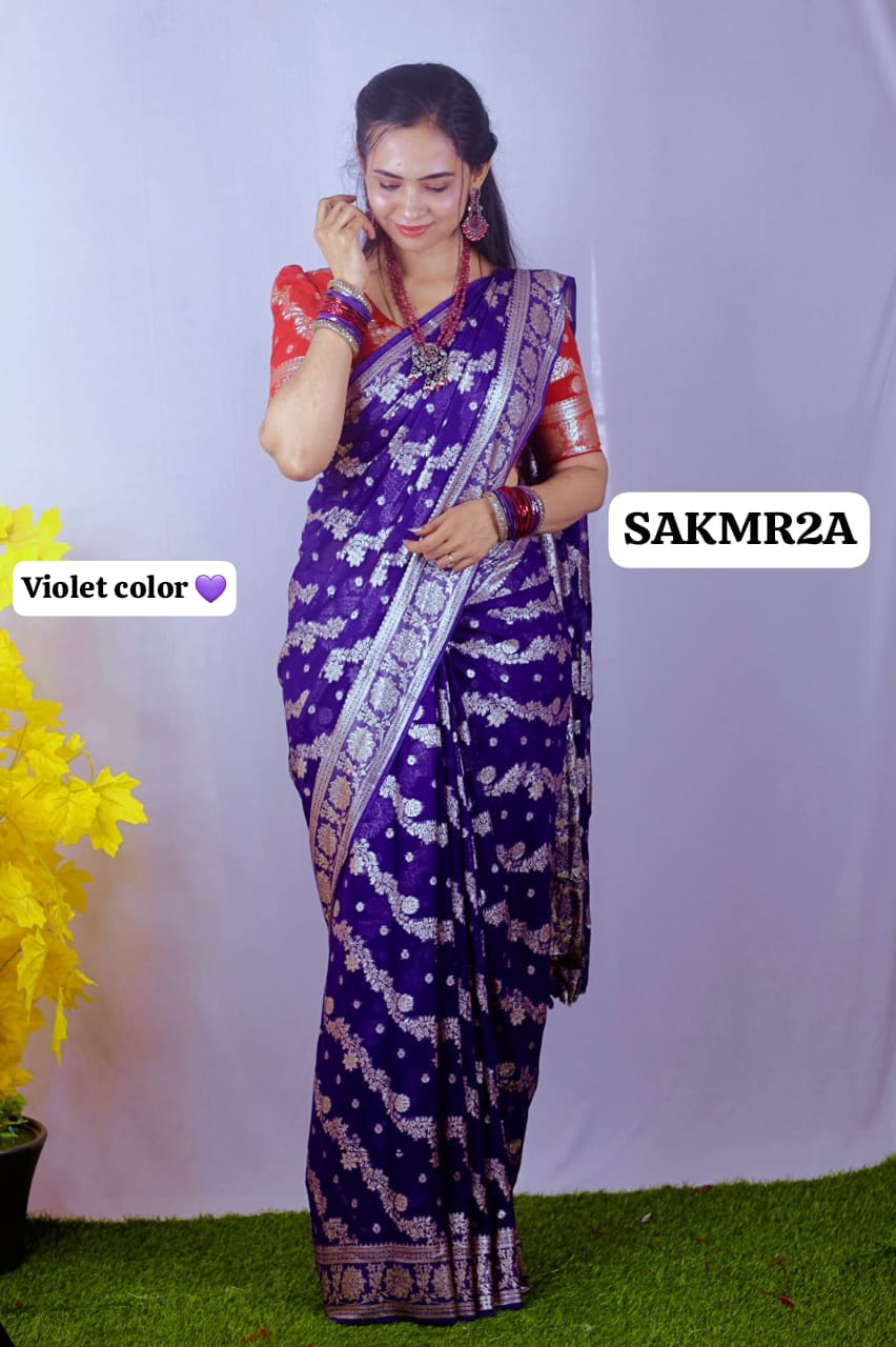 Viscose georgette saree with contrast blouse and Pallu prebook🥳