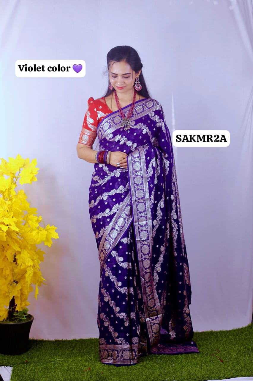 Viscose georgette saree with contrast blouse and Pallu prebook🥳