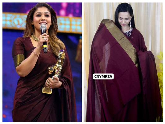 exact design of Nayanthara inspired premium khadhi cotton saree with same blouseππ