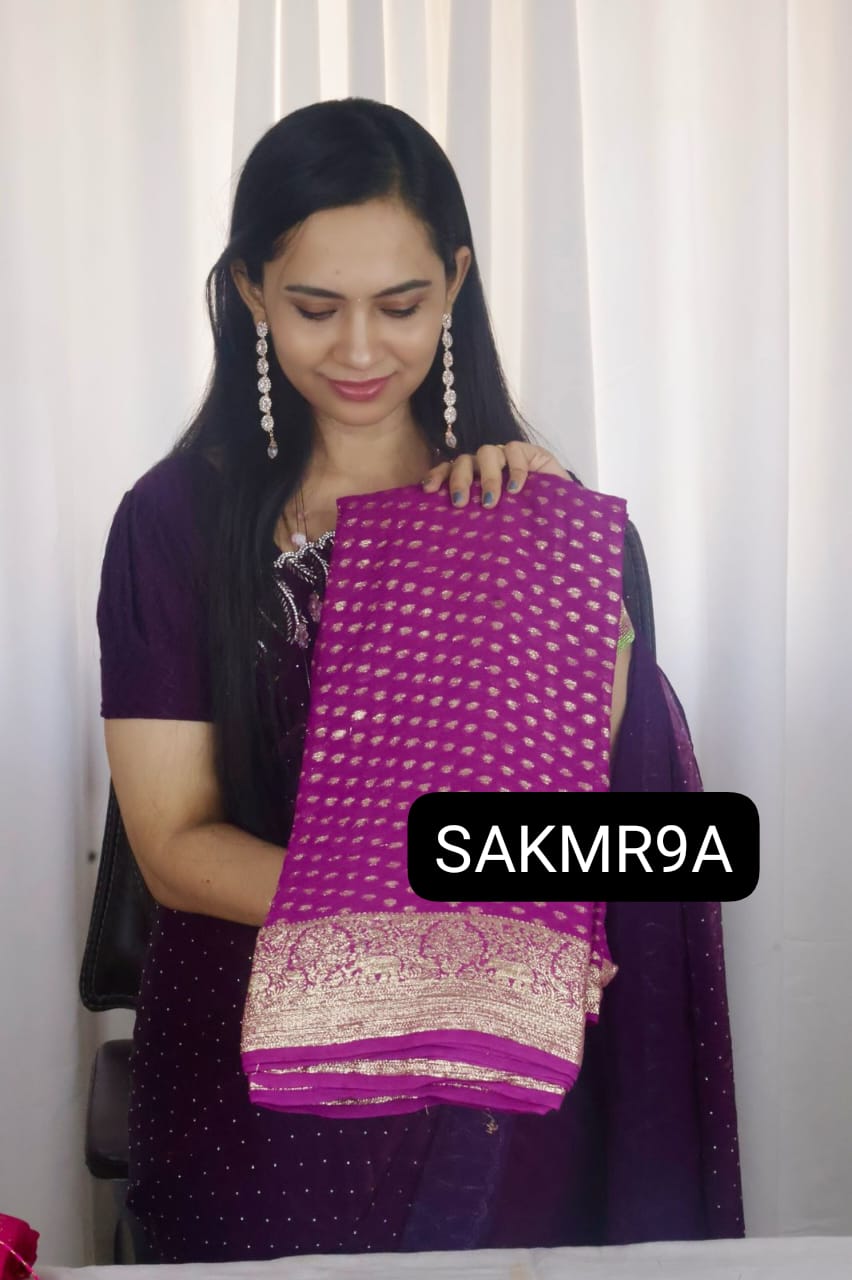 Viscose georgette saree with running blouse 🥳