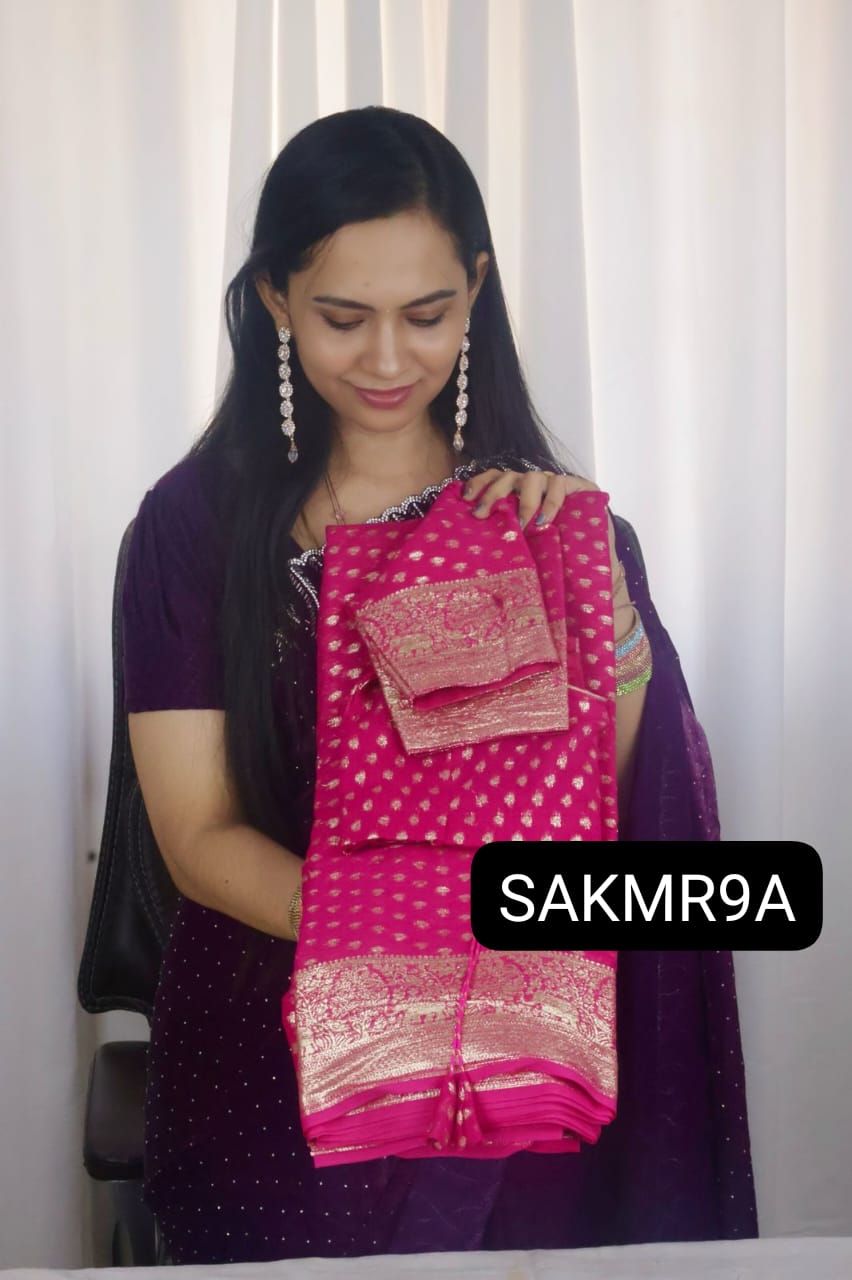 Viscose georgette saree with running blouse 🥳prebook Dispatch time 18 to 20 days