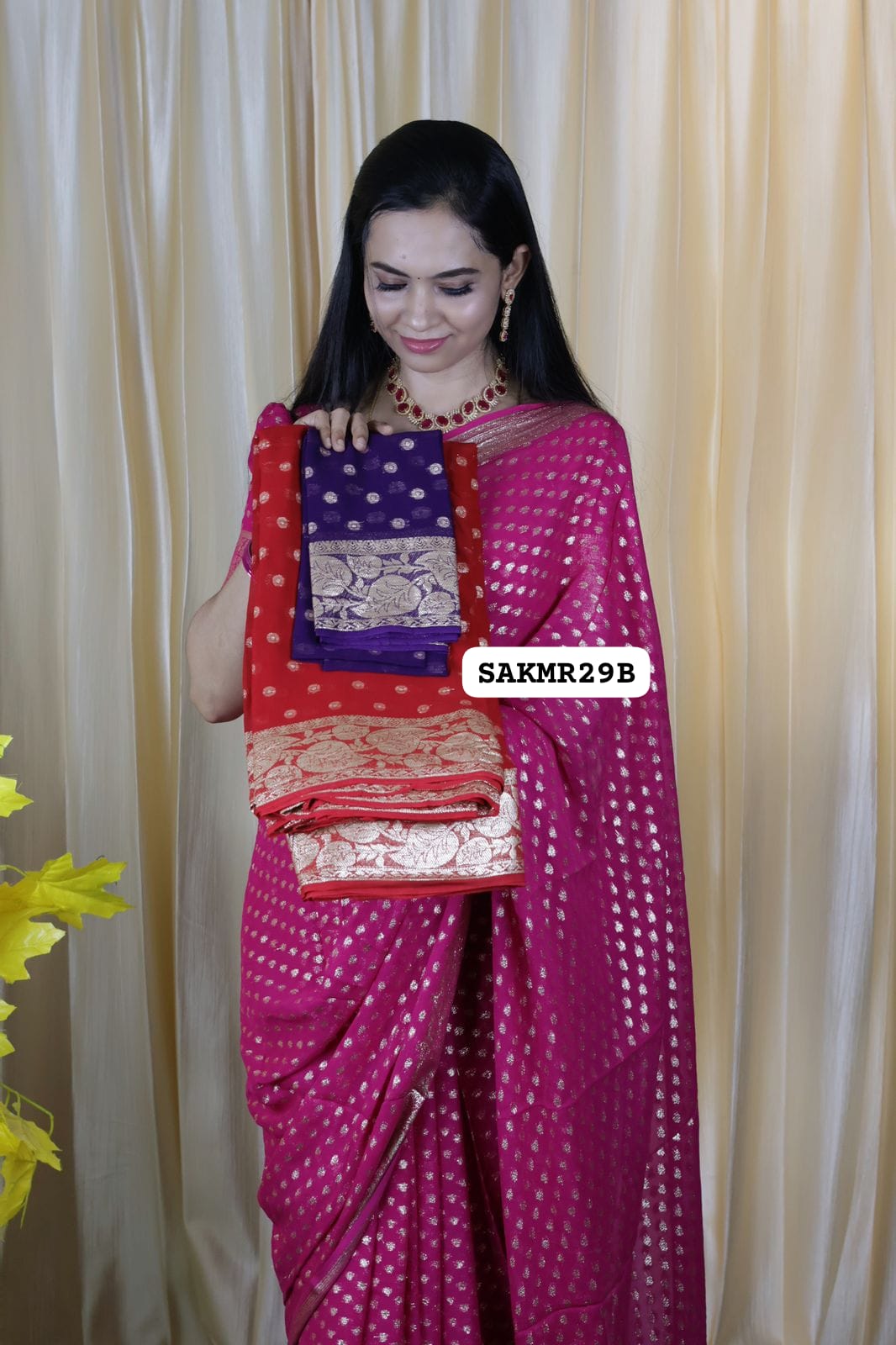 Viscose georgette saree with same blouse 🥳