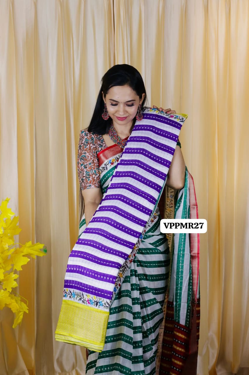 Budget friendly dola silk with kalamkari blouseš„³