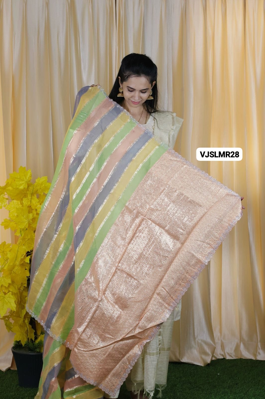 Kora chanderi saree with cutwork glitter border❌