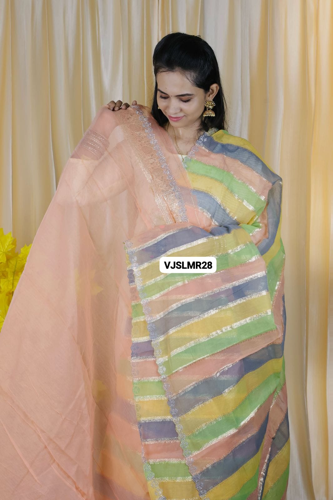 Kora chanderi saree with cutwork glitter border❌