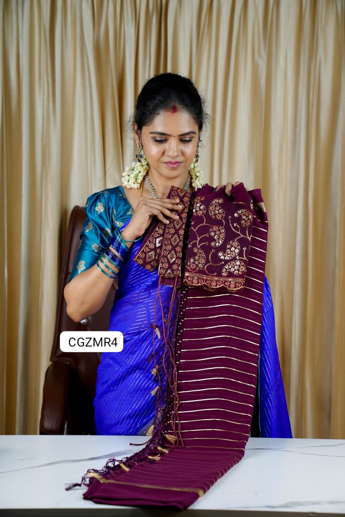Georgette sarees with belt✅
