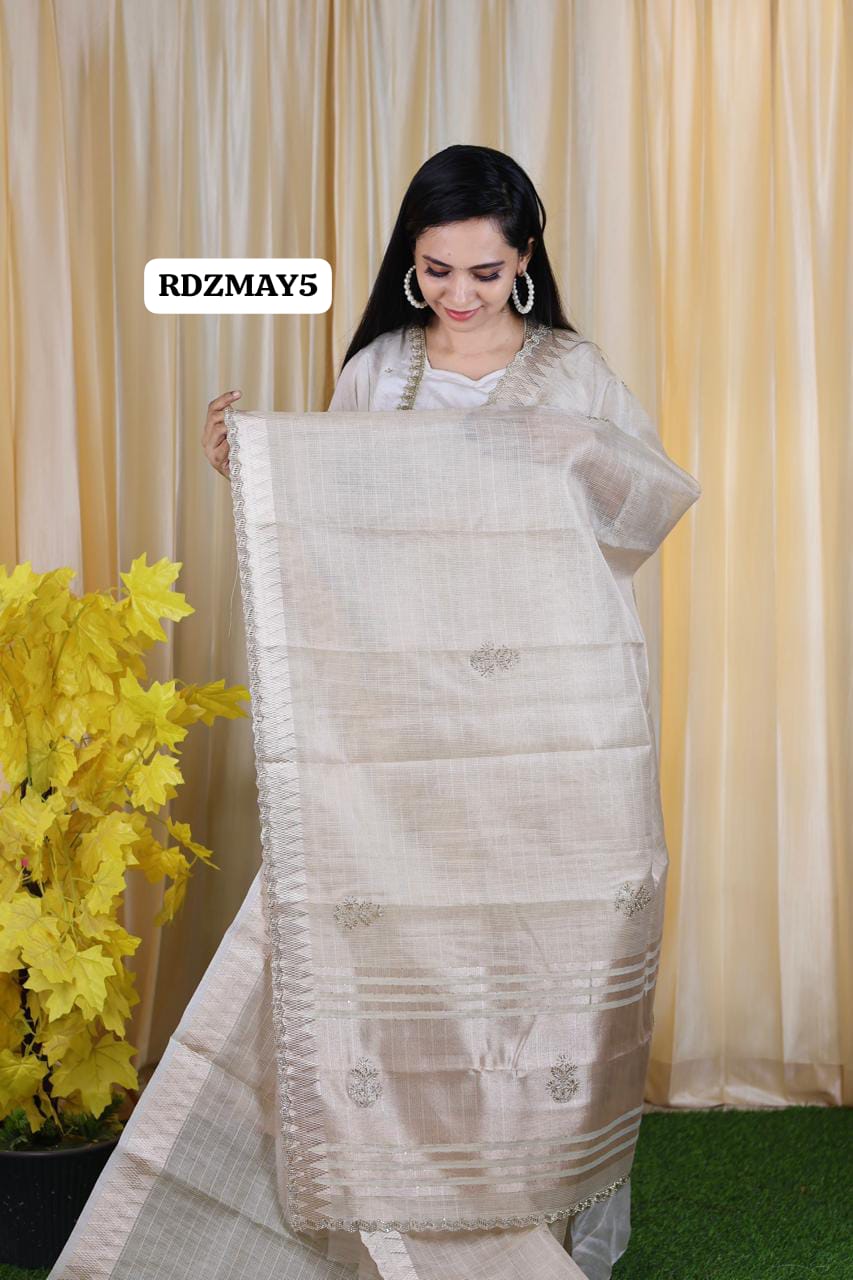 Heavy banarsi organza pure zarkan work with complete temple border with blouse 🥳