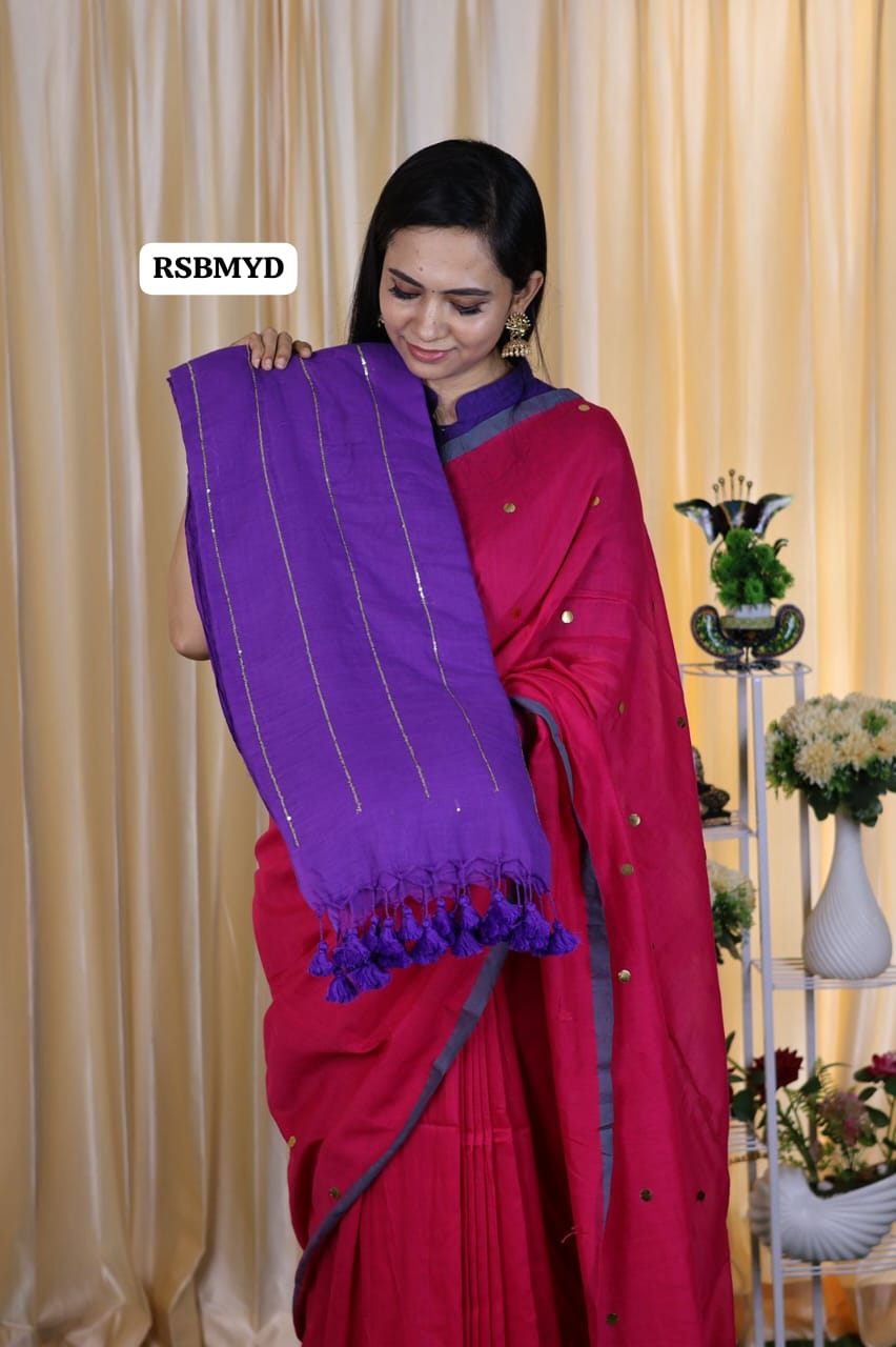 Mul mul cotton saree 🥳 Without Blouse