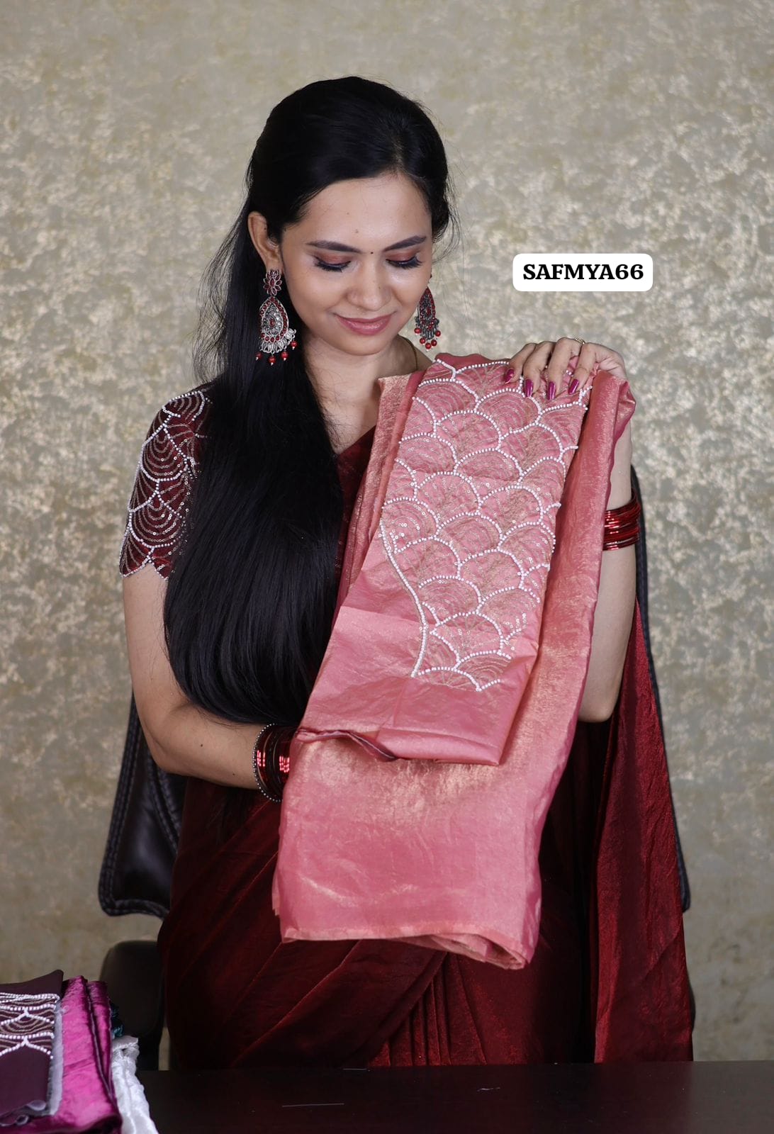 Space silk saree with work blouse prebook🍄🥳