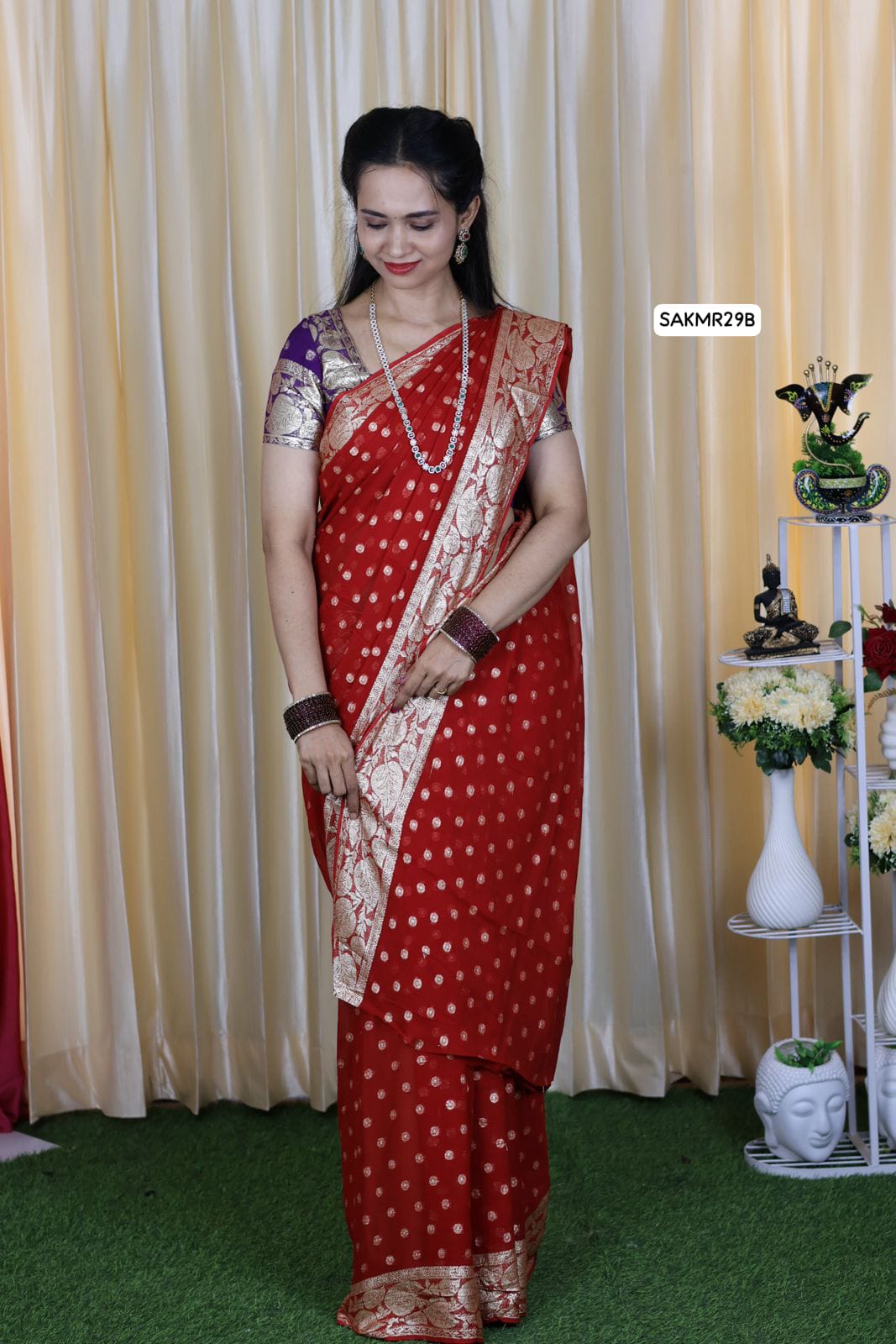 Viscose georgette saree with same blouse 🥳