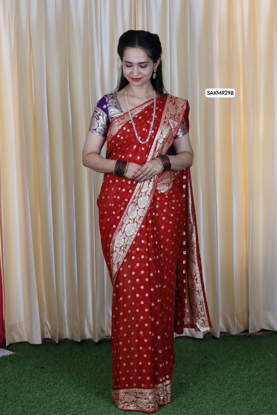 Viscose georgette saree with same blouse 🥳