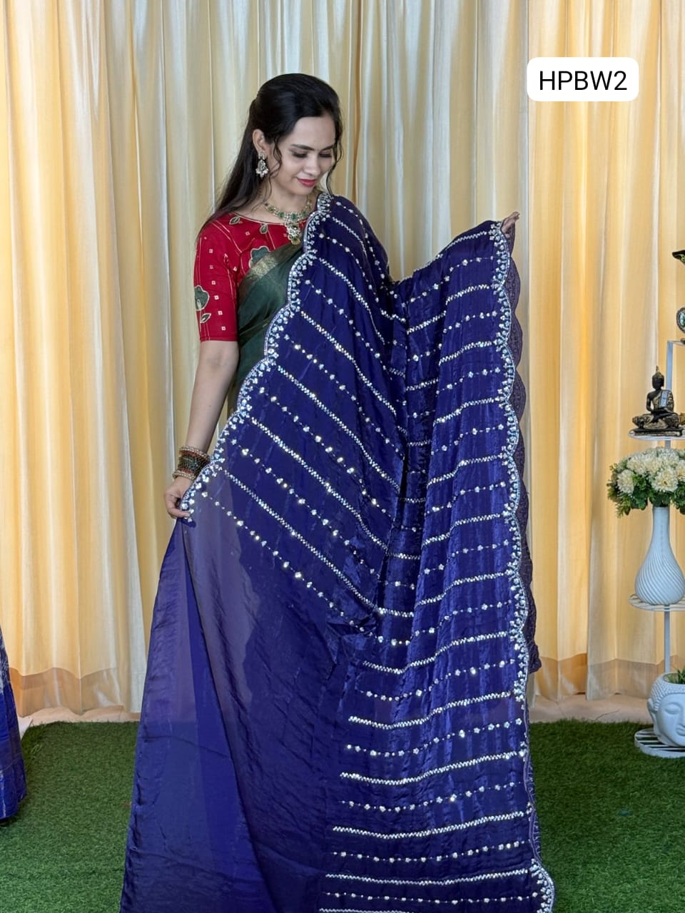 Heavy premium space silk saree with katdana beads work😍🥳