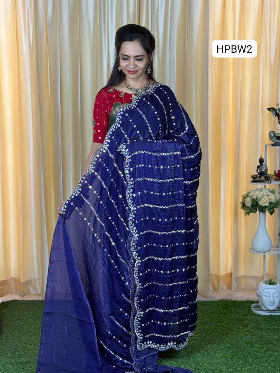 Heavy premium space silk saree with katdana beads work😍🥳