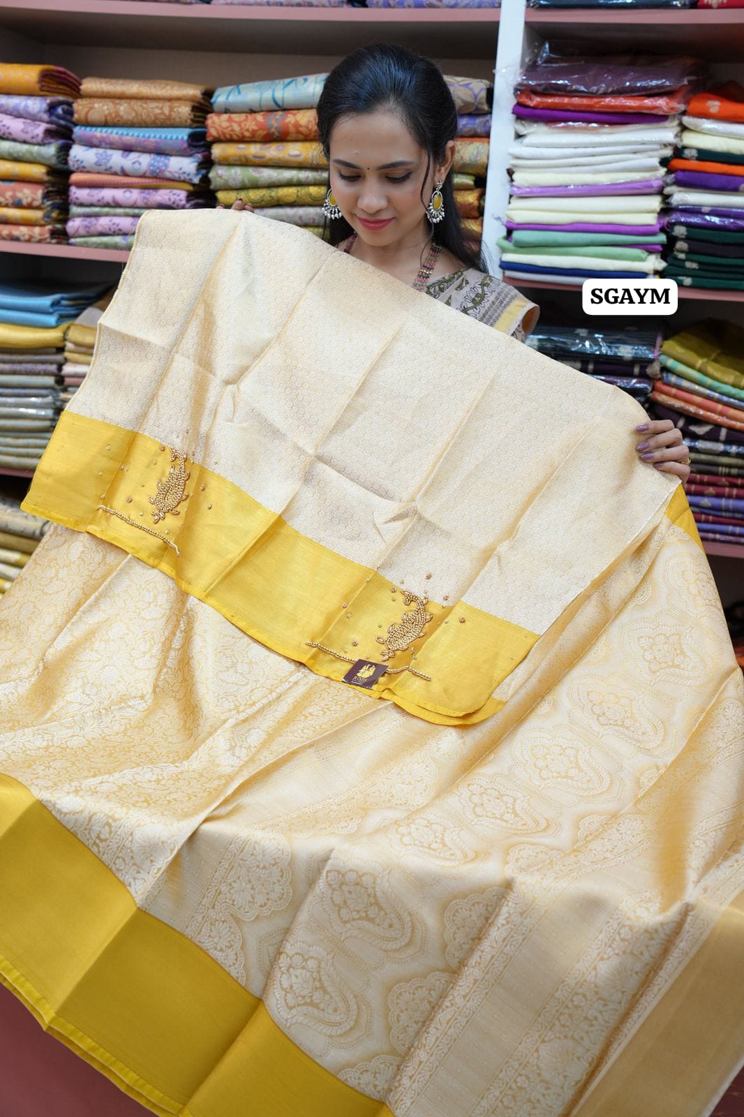 Bridal katan semi silk with aari work blouse 🥰⏰