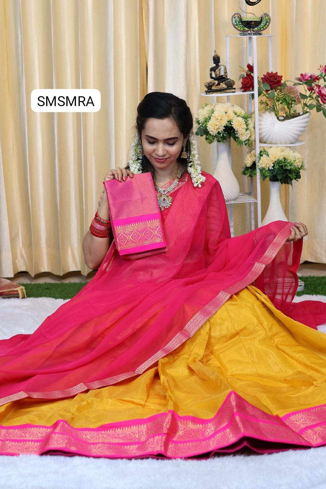 Kanchivaram semi silk zari weaving halfsaree šš„³