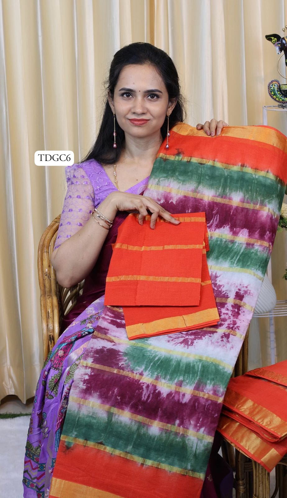 Kanchi cotton saree with bandhini design😍Ⓜ️