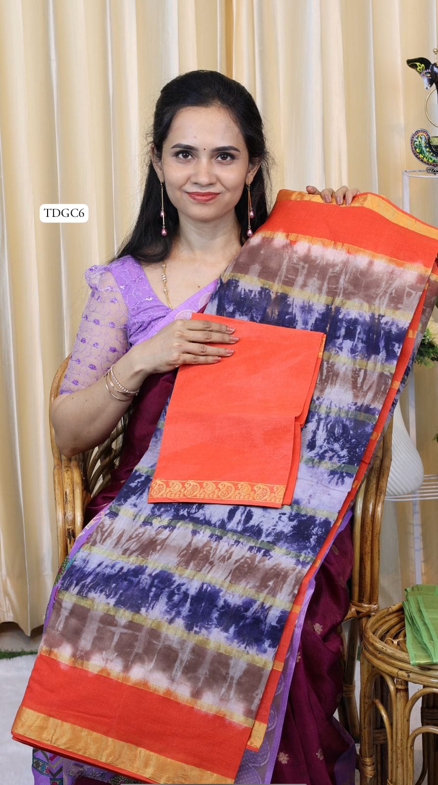 Kanchi cotton saree with bandhini design😍Ⓜ️