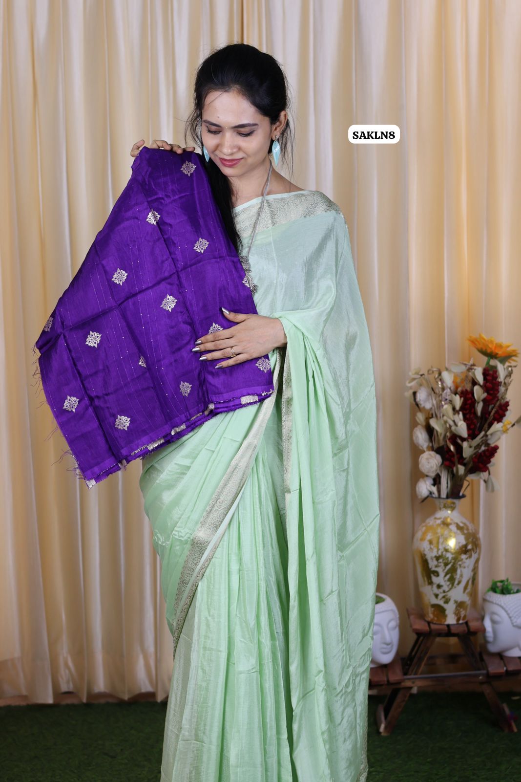 Pure viscose Chinnon saree with beautiful Pastel color paired with viscose zari blouse🥳