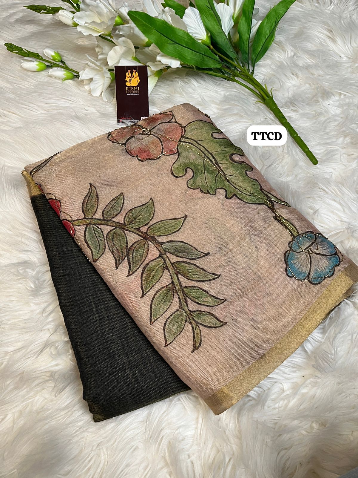 Jute silk saree with chumkey work
🥳✅