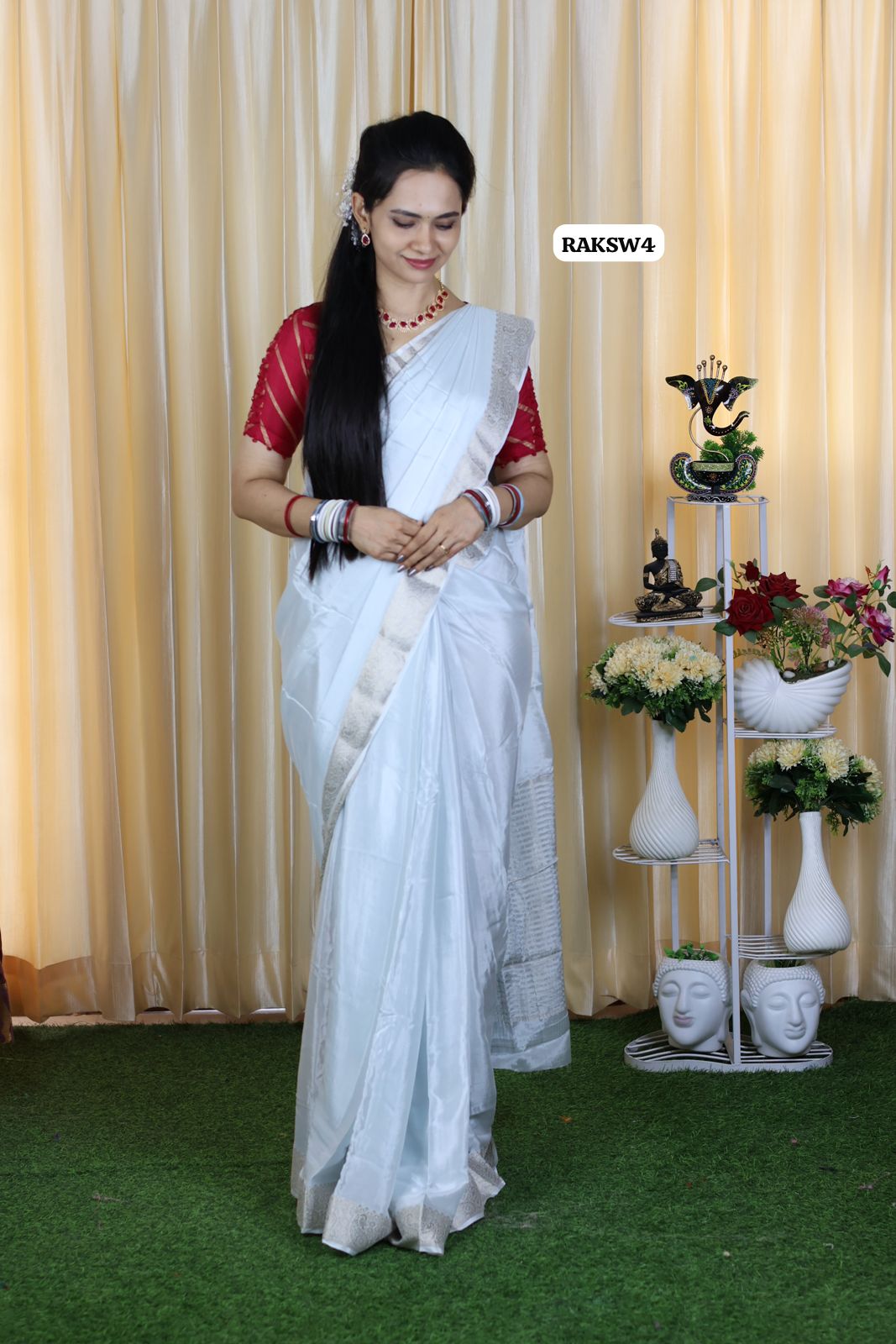 Pure viscose Chinnon saree with beautiful Pastel color paired with viscose zari blouse🥳