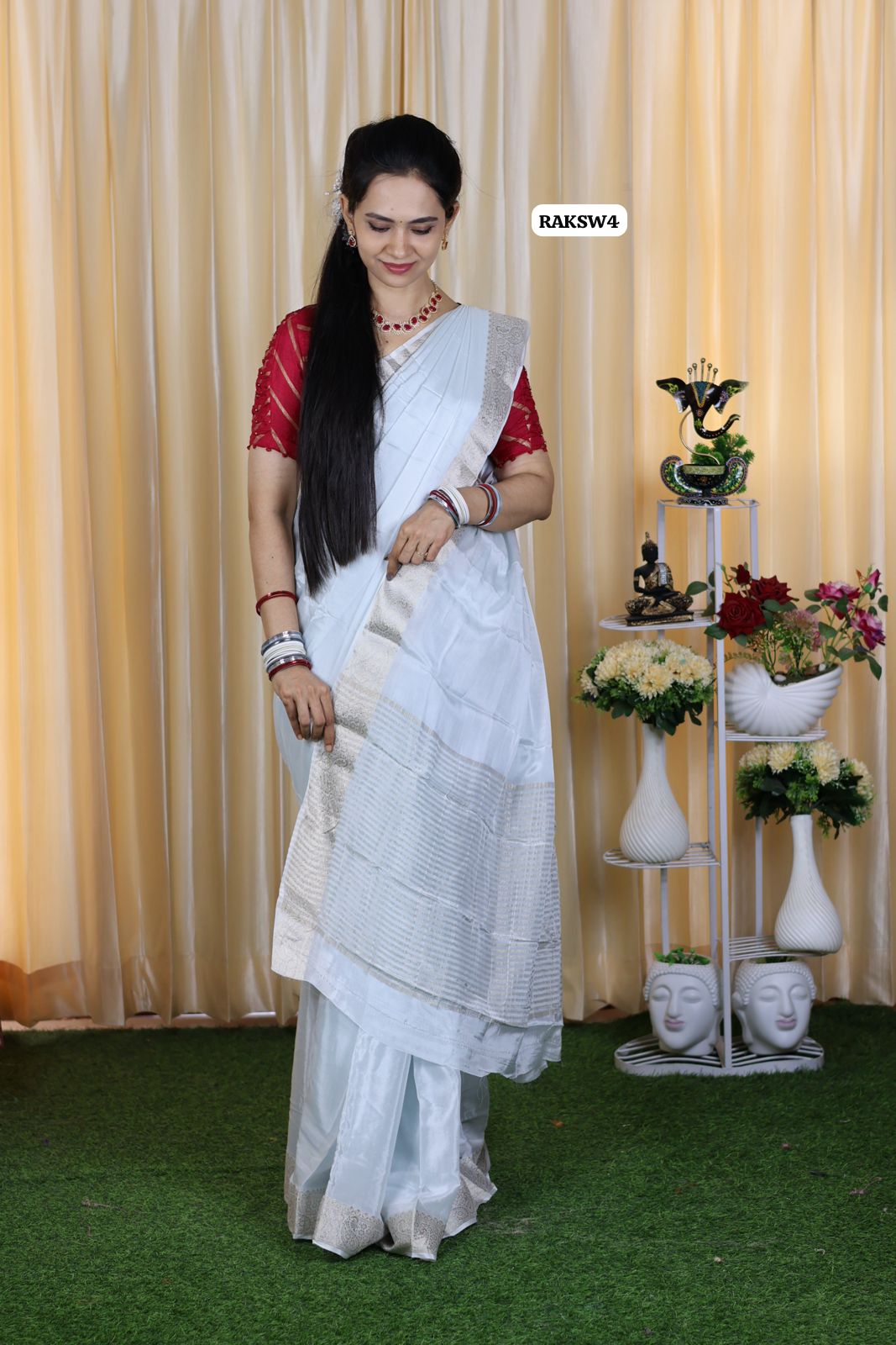 Pure viscose Chinnon saree with beautiful Pastel color paired with viscose zari blouse🥳