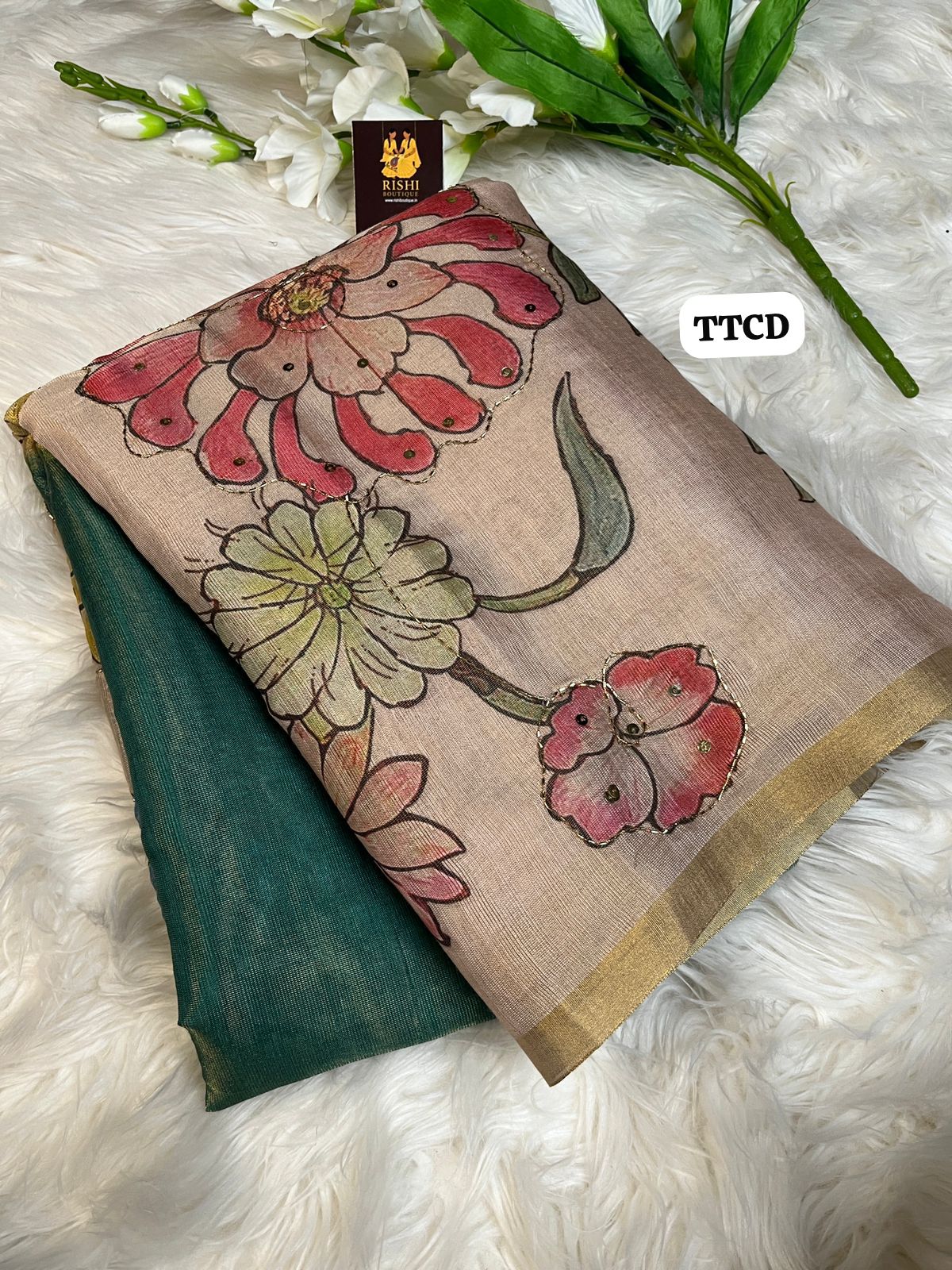Jute silk saree with chumkey work
🥳✅