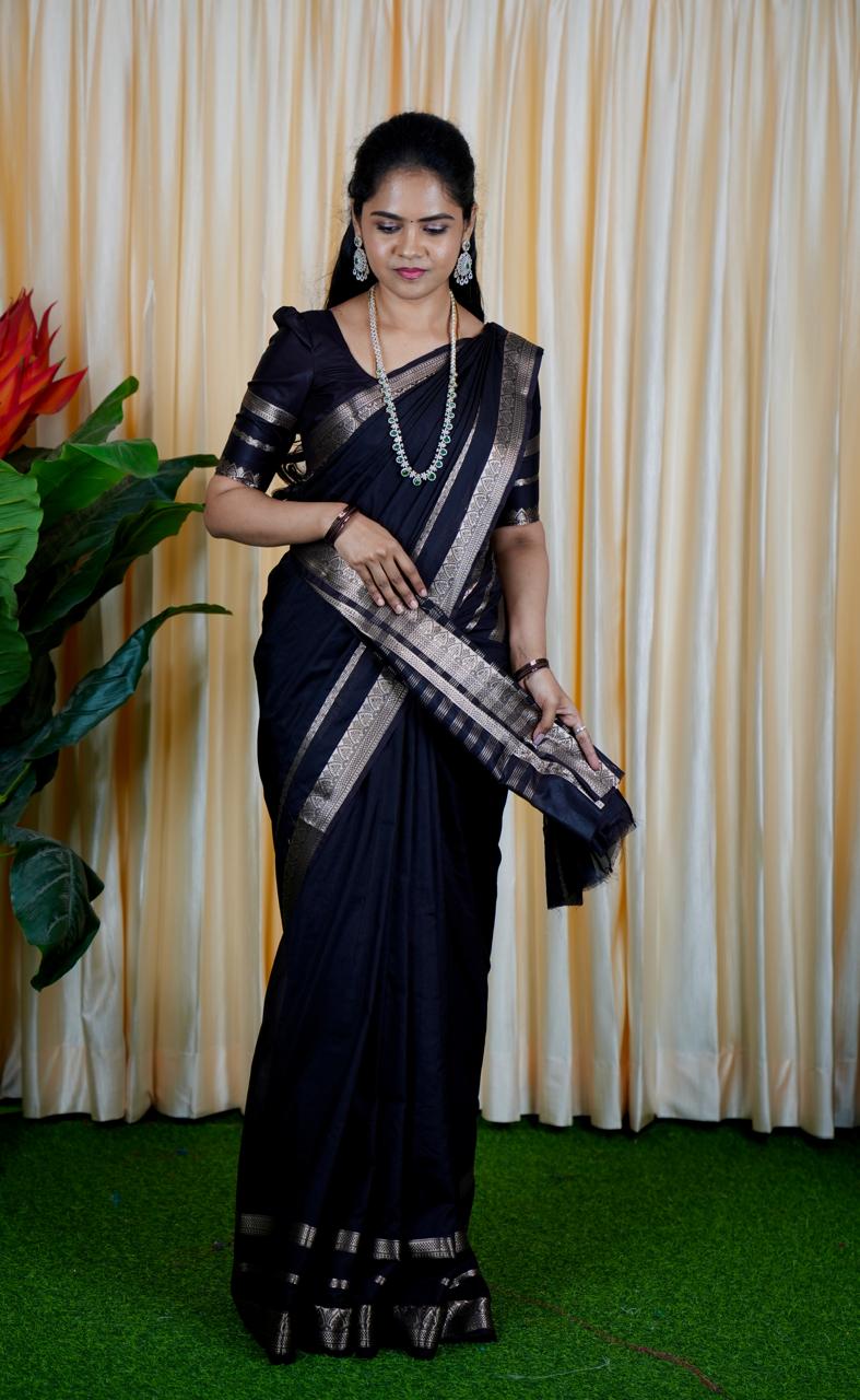 Semi Mysore silk saree. Deep chocolate brown🥳