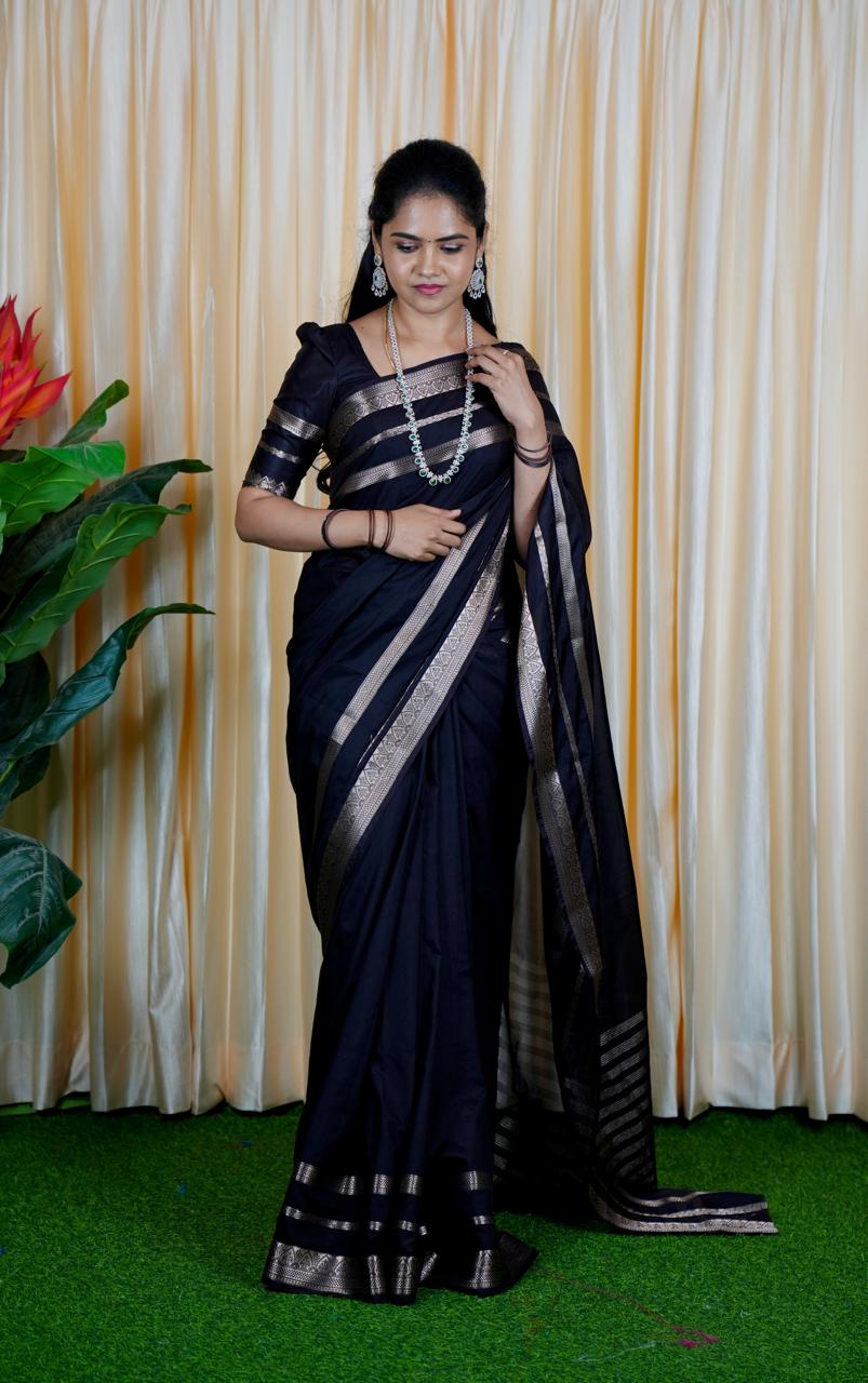 Semi Mysore silk saree. Deep chocolate brown🥳