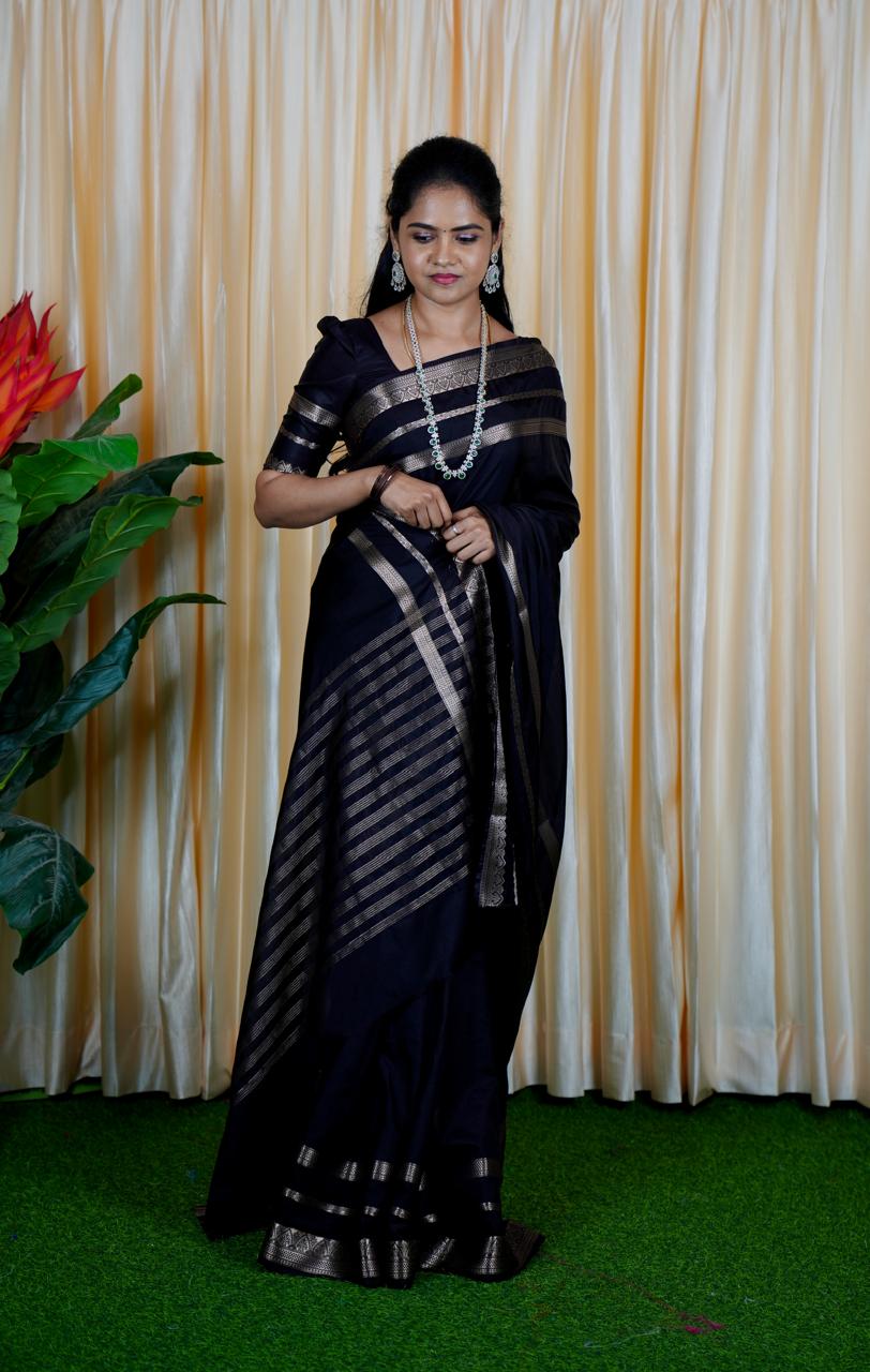 Semi Mysore silk saree. Deep chocolate brown🥳