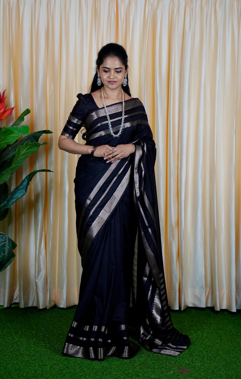 Semi Mysore silk saree. Deep chocolate brown🥳