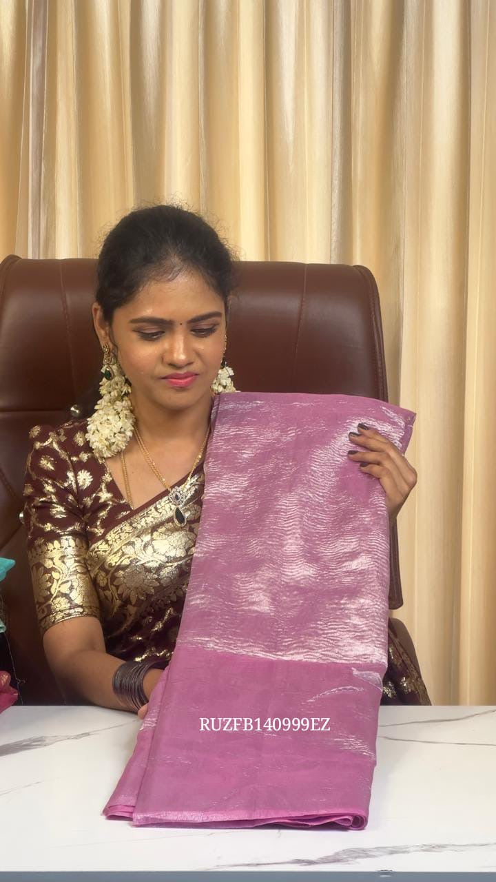 Borderless crushed tissue saree 🥳