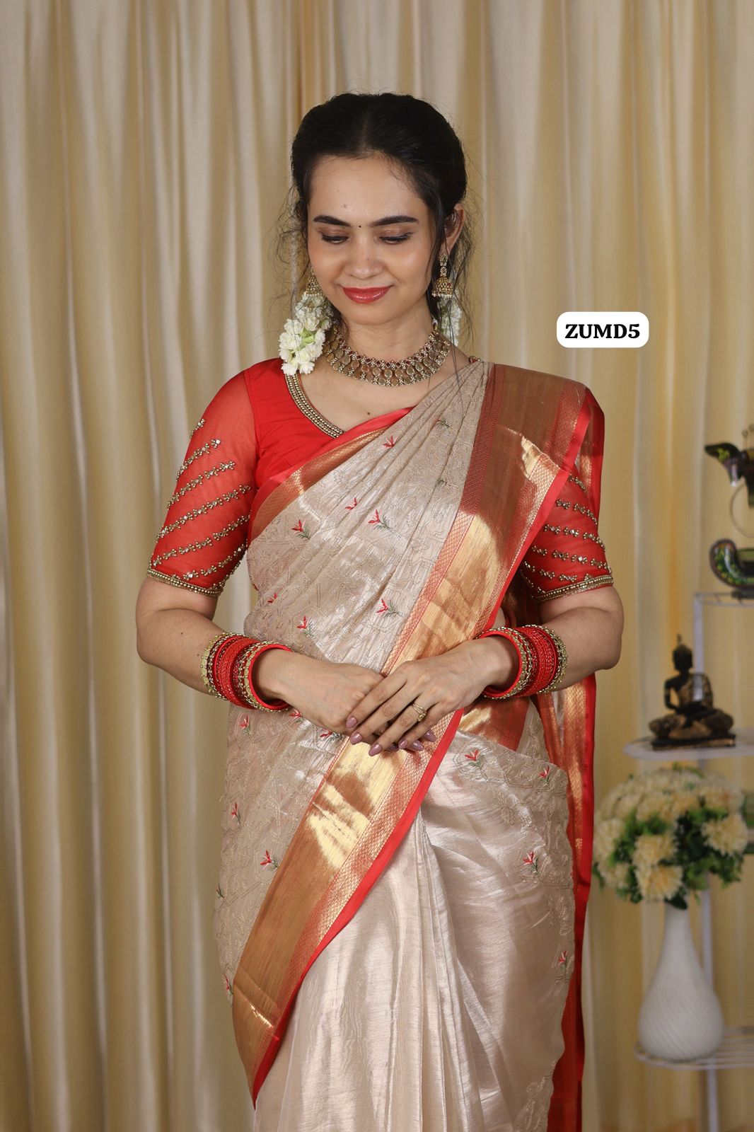 Embroidery work soft katan tissue silk sareeš„³