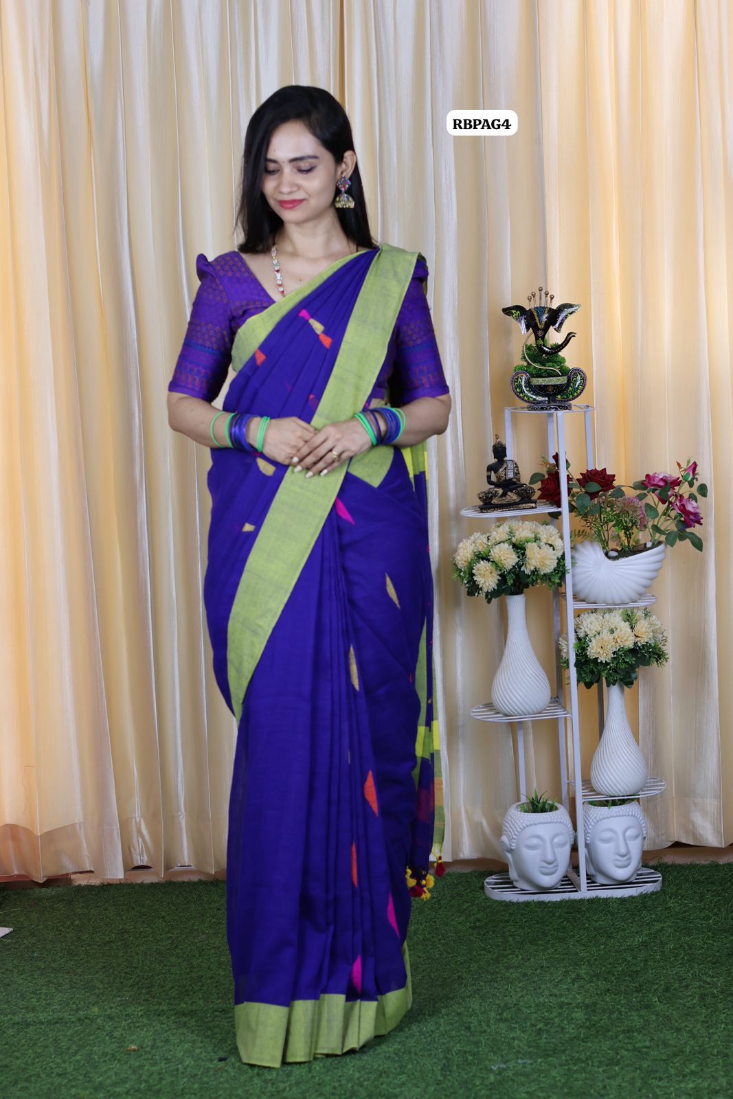 Pure khadhi cotton saree Ganga Jamuna borderš„³