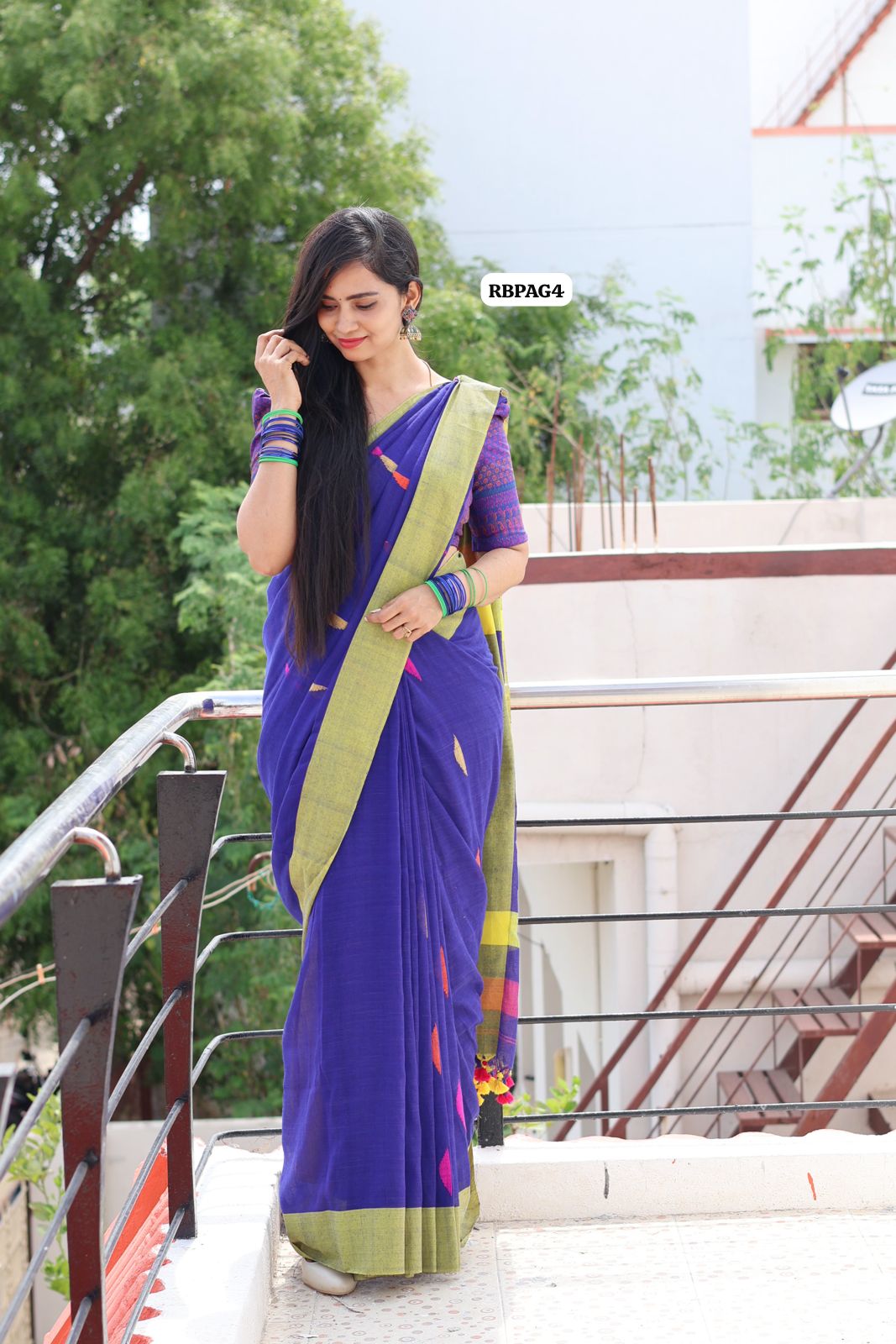 Pure khadhi cotton saree Ganga Jamuna borderš„³