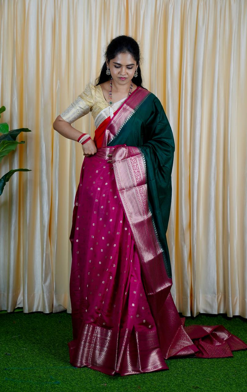 Warm silk sarees. in half and half 🥳✅