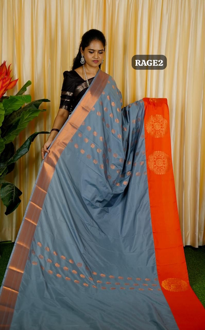 Korvai border soft silk sarees sold❌