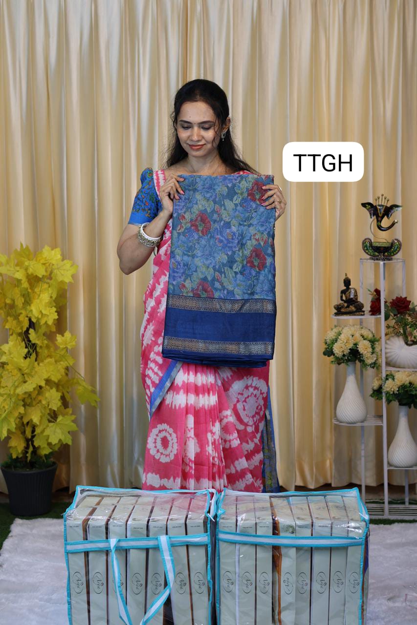 Crushed fabric in floral design saree 😍Ⓜ️