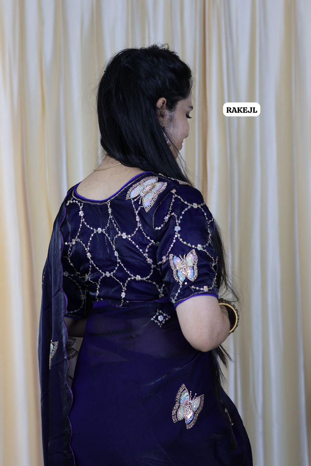 Premium Space silk with full chumkey work and butterfly design at just 🥳
