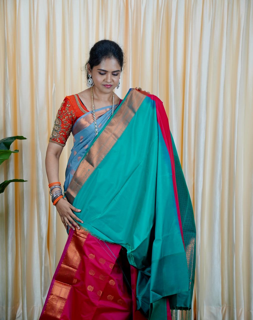 Korvai border soft silk sarees.🥳