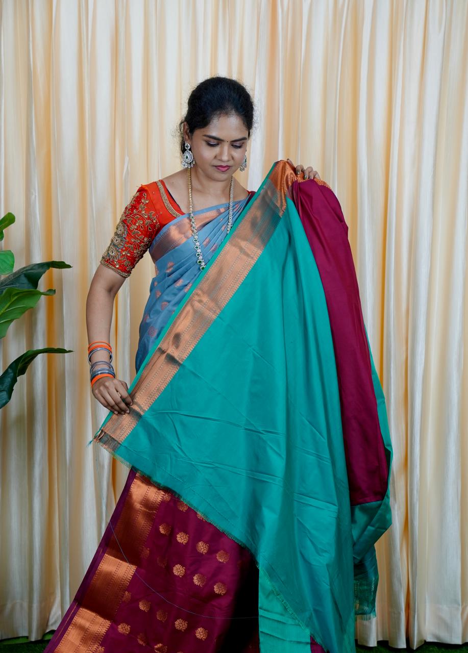 Korvai border soft silk sarees.🥰🥳