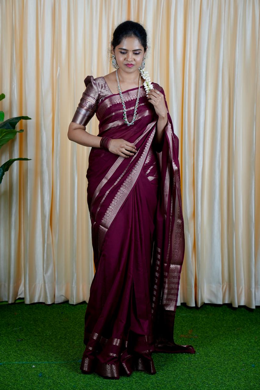 Semi Mysore silk saree.🥳