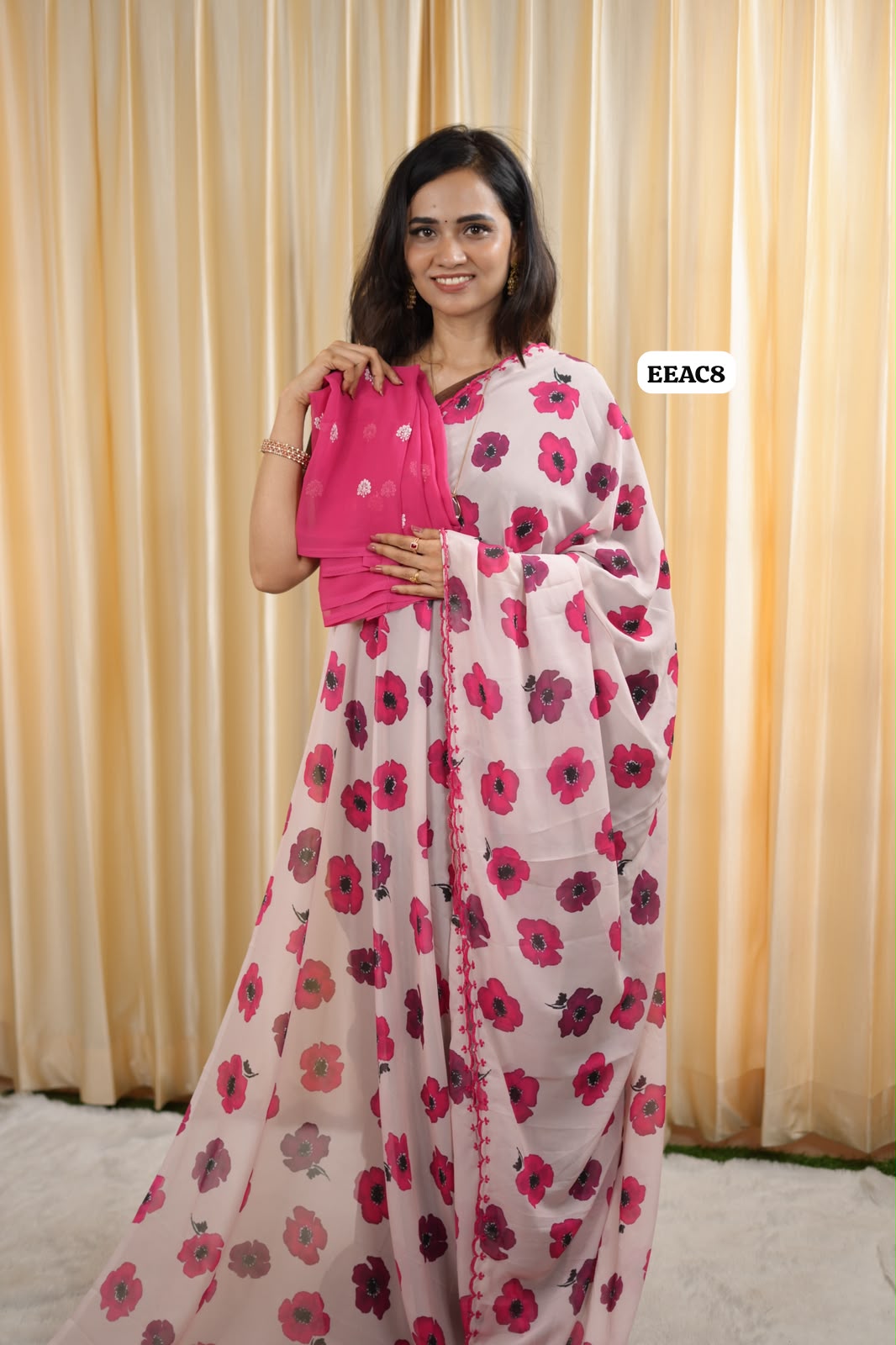 Most chiffon printed saree with sequence work blouse 😍🥳