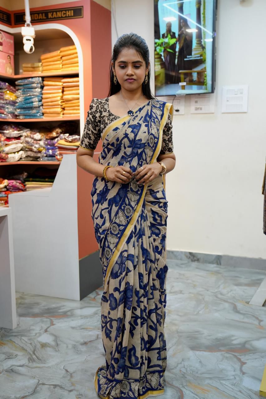 Soft Kota cotton Kalamkari print saree. Natural dyes used without any artificial color-🥰😎😍😎📚