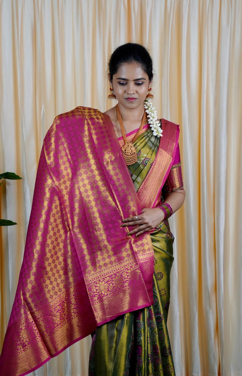 Kanchipuram inspired semi silk sarees.🥳✅