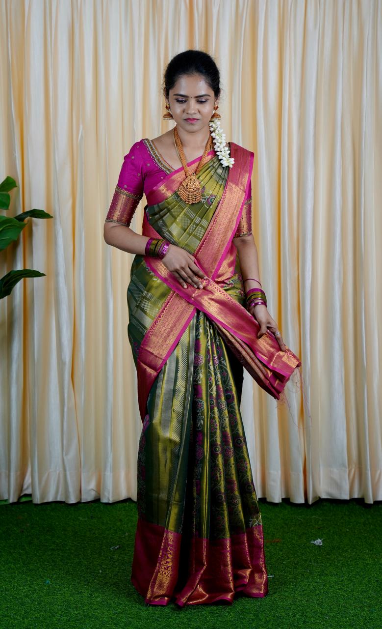 Kanchipuram inspired semi silk sarees.🥳✅