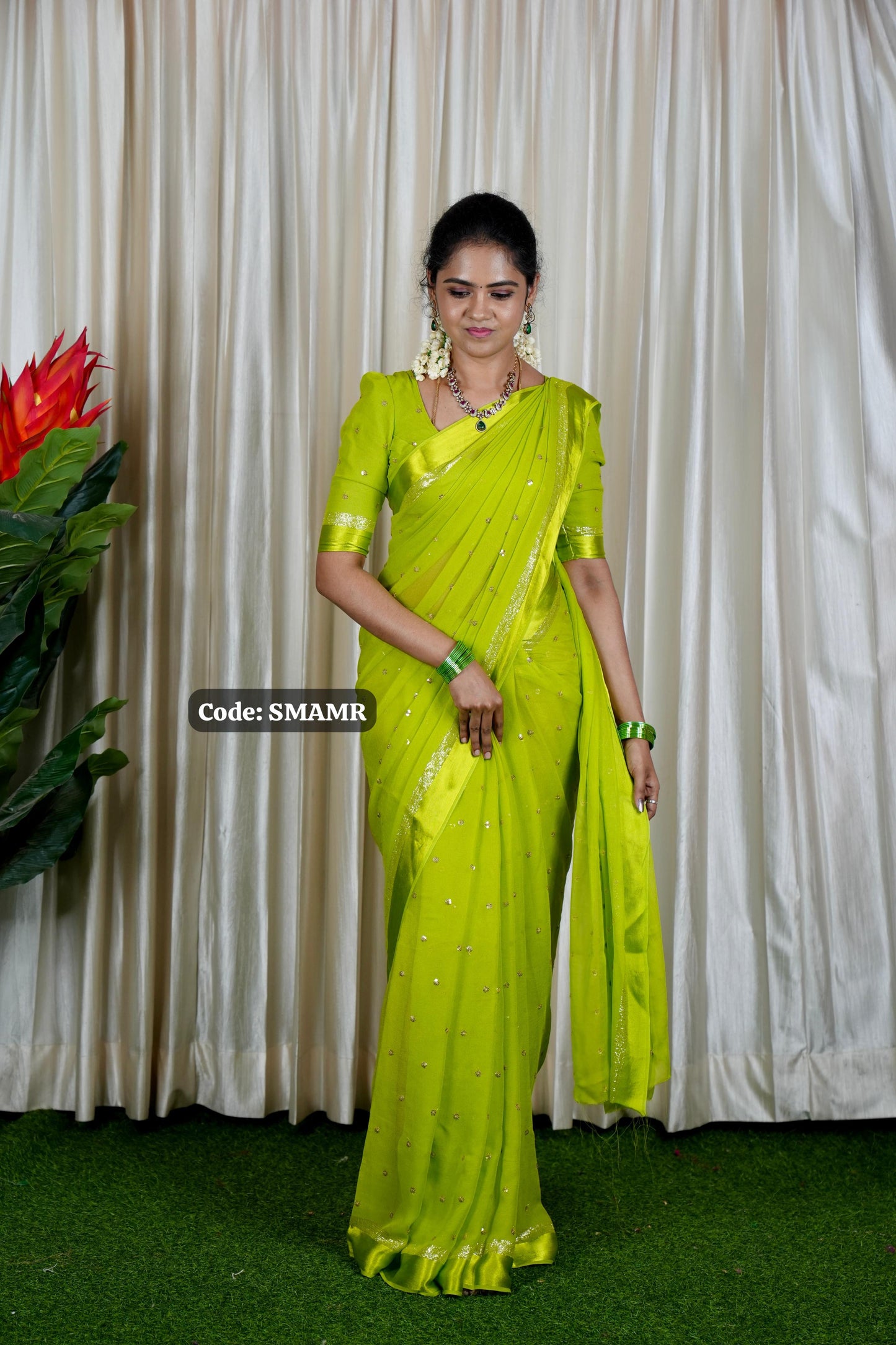 Pure georgette with chumky🥳