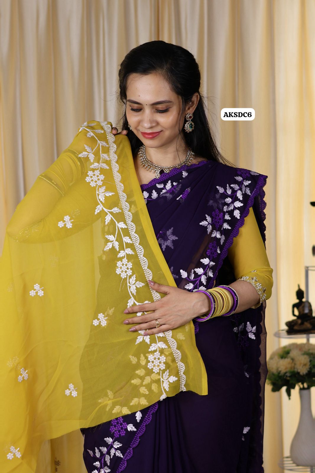 Soft shimmer georgette with embroidery work 😍🥳