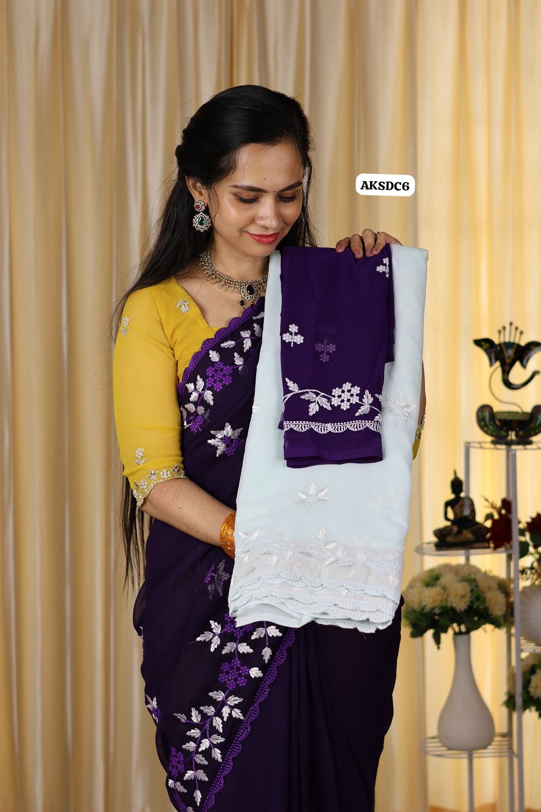 Soft shimmer georgette with embroidery work 😍🥳